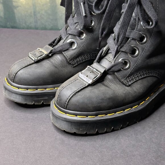 Dr Martens Gomez Combat Ankle Boots Black Moldova Leather Studded US 7 RARE - Picture 11 of 12